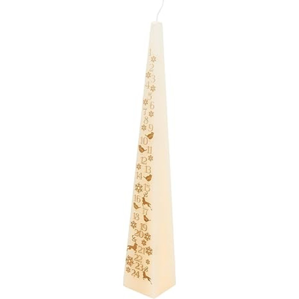 Advent Pyramid Pillar Countdown Christmas Candle - Xmas 2024 Daily Countdown Home Decorations Calendar (White)