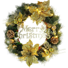 Christmas Concepts® 40cm Pre Lit Gold Decorated Christmas Wreath With LED Lights