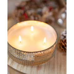 Marco Paul Extra Large Luxury 3 Wick Scented Candles Glass Bowl Mistletoe and Fir Fragrance Festive Fragrance Christmas Home Decoration Women's Candle Gift Centrepiece Fragrance Christmas Candle Long