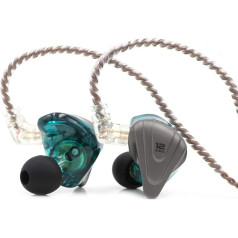 LINSOUL KZ ZSX 5BA+1DD 6 Driver Hybrid In-Ear Hi-Fi Headphones with Zinc Alloy Faceplate and 0.75 mm, 2-Pin Removable Cable for Audiophile Musicians (with Mic, Cyan)