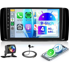 4G+64G 9'' Android Car Radio for Mercedes Benz R Class W251 R280 R300 R320 R350 R63 2005-2017 with Wireless Carplay Android Car Navigation GPS Mirror Link Bluetooth FM/RDS/EQ/USB WiFi SWC Rear View