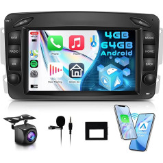 4G 64G Android Car Radio for Mercedes Benz W168 W203 CLK C209/W209 SLK/W170 W463 W639 Viano Vito Vaneo 7 Inch Wireless Carplay Car Radio with Android Car Navigation GPS Mirror Link Bluetooth FM/RDS/EQ