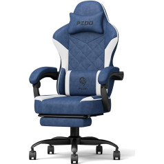 Gaming Chair, Ergonomic Gaming Chair with Footrest, Gaming Chair, Gamer Chair, PC Chair with High-Tech Fabric, Adjustable Headrest, 150 kg, Gift (Blue)