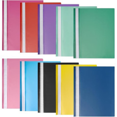 A4-Projektmappe, Kunststoff, Präsentations-Projektmappe mit transparentem Deckel, für Berichte, Dokumente, Organizer, Halter für Büro, Schule, Zuhause (10 Farben), 60 Stück