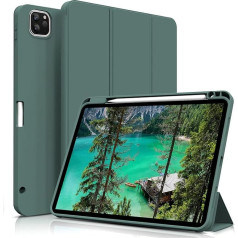 aoub Case for iPad Pro 11 4th/3rd/2nd Generation 2022/2021/2020, Case for iPad Pro 11 with Pencil Holder, Can Charge Pencil 2, Soft Silicone Case, Auto Sleep/Wake, Green