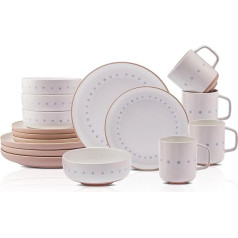 Karaca Haag 16-Piece Glazed Ceramic Dinner Set for 4 People, Dinner Plate, Side Plate, Bowl, Multi