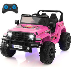 COSTWAY 24 V Children's Electric Car, Children's Car Electric 2 Seater with 2.4G Remote Control, Electric Car with Music, Horn & LED Lights, Electric Vehicle for Children from 3 Years (Pink)