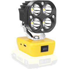 PICAA Battery Lamp for Dewalt 18 V/20 V, 40 W Wireless LED Work Light Battery, Bright LED Spotlight Battery, Portable Floodlights Construction Site Lamp, Battery Headlight with Type C and USB Charging