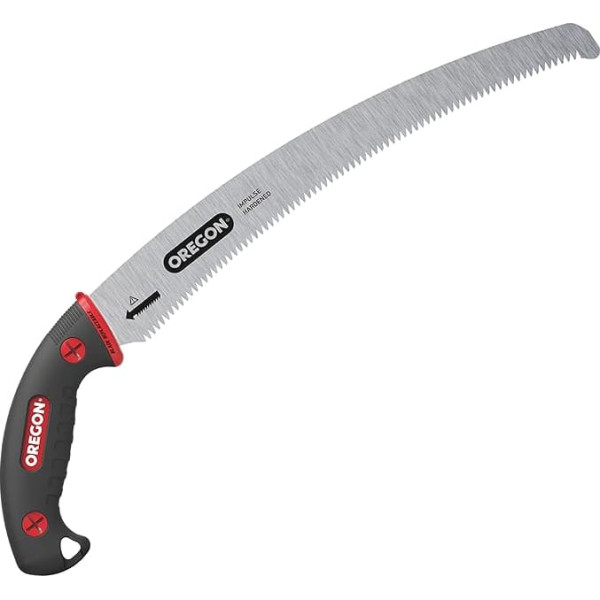 Oregon 13 Inch Premium Curved Japanese Carbon Steel Hand Saw, Rustproof Forestry/Trimming/Cutting Tool, Curved Blade with Safety Sheath (600136)