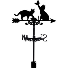 SUPERDANT Cat Weathercock Wrought Iron Weather Vane for Roof Cats with Butterfly Animal Metal Weather Vane Garden Sign Weather Vane Farmhouse Decoration Wind Measuring Tool