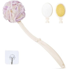 Shower Sponge with Handle, Cream Aid for Back, Bath Brush, Loofah Sponge, Back Brush (Purple)