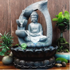 Buddha Fountain with LED Light, Buddha Fountain with LED Lighting Outdoor, Indoor Water Feature Feng Shui Decorative Fountain Ornament, Fountain Decoration, Buddha Fountain
