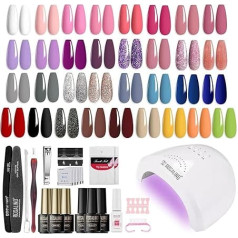 ROSALIND UV Nail Polish Set with UV Lamp 48 W, 33 Colours Gel Nails Kit White Pink Purple Grey Blue Brown Gel Nail Polish Starter Set for Nails Manicure Nail Studio Set
