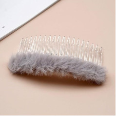 Aniyan 6 Stück Plüsch Einsteckkamm 10 x 5 cm – Französische Seitenkämme mit 18 Zähnen, handgefertigter Haarsteckkamm für Frauen & Mädchen, Herbst Winter Haarschmuck (Grey)
