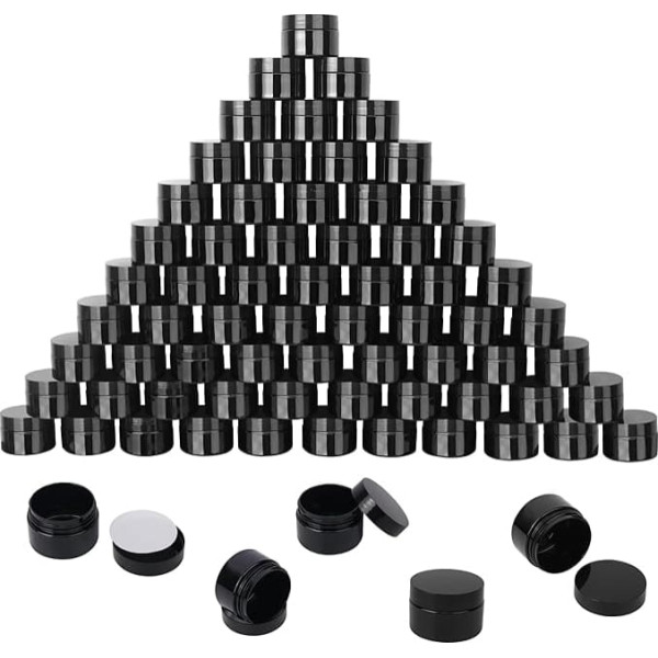 72 Packungen schwarze Kunststoffgläser mit schwarzem Deckel, Körperbutterbehälter, Kosmetikbehälter für Küchenzutaten, Perlen, Pailletten, Lotion, Creme, Bastelarbeiten und mehr KUKLIPJIM