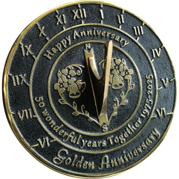 NauticalMart Unique 50th Wedding Anniversary Gifts for Parents, Grandparents, Friends, Husband or Wife, Couples His and Hers Sundial Gift 2025 (50th Anniversary)