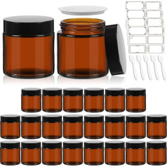 CAKKVDE 24 Pack Round Jars with Black Lids 4oz Portable Empty Glass Jars with Inner Liners for Cosmetics Food Storage Body Butter Candles