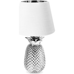 Navaris Table Lamp in Pineapple Design, 40 cm High, Decorative Ceramic Lamp for Bedside Table or Side Table, Decorative Lamp with E27 Thread in Gold / Black, 40cm