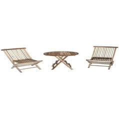 Ambientehome Teak Balcony Set Bistro Table Round Natural 3-Piece Set