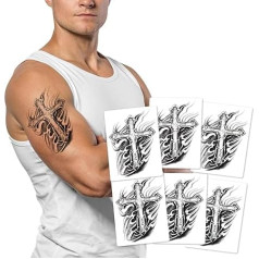 Kotbs 2 Sheets Pack Temporary Tattoo Sticker for Men Waterproof Arm Leg Body Art Fake Tattoos Cross Designs - My Only Love by Kotbs