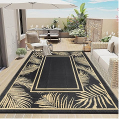 Bsmathom Reversible Mats Lightweight Folding Patio Rug Portable Waterproof Reversible Mats for Camping RV Picnic Black