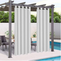 Mingfuxin Waterproof Outdoor Curtains, Garden Patio Gazebo Blackout Curtains, Thermal Insulated Outdoor Curtain with Eyelets for Porch, Cabana, Pergola (2 pieces/132 x 213 cm, Beige White)