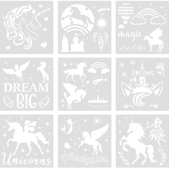 Jagowa Pack of 9 Unicorn Stencils Sign Labelling Tools