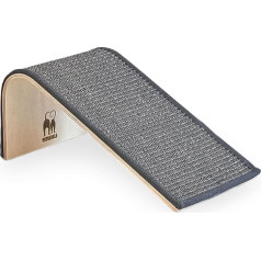 Petrebels Archie Design Wooden Scratching Board with Natural Sisal Carpet 38 x 23 x 17 cm Grey