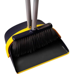 Yocada Broom and Dustpan Set Handle Upright Dustpan with Combination Stiff Bristles Perfect for Home Kitchen Room Office Lobby Floor Pet Hair Waste Dark Grey 52