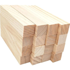 Pack of 16 Unfinished Wood Carving Blocks, 15 x 2.5 x 2.5 cm Rectangular Wood Cubes for Crafts, Whittling Wood Blank Blocks for Wood Carving
