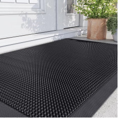 DEXI Outdoor Doormat 61 x 91.5 cm, Non-Slip Washable Dirt Trapper Mat, Waterproof Rubber Door Mat for Front Door, Indoor and Outdoor, Entrance, Balcony, Black