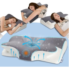 IDEA Neck Pillow, Ergonomic Pillow, Neck Pain, Memory Foam Orthopaedic Pillow, Sleeping Pillow for Side Sleepers, Back & Stomach Sleepers - Relief for Neck & Sleep
