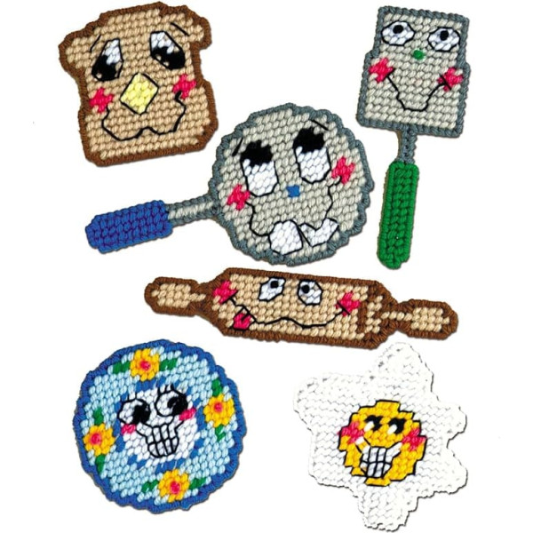 Design Works Crafts Kitchen Buddies Plastic Canvas Magnets Set of 6