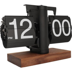 Cyrank Retro Flip Clock, Flip Desk Clock, Vintage Table Clock, Automatic Rotation, Mechanical Desk Clock, Digital Folding Clock for Home, Living Room, Battery Operation, 12 Hours (Black A)