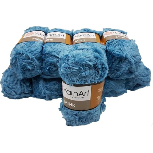 10 x 50 g Ilkadim Export Mink Plush Yarn with Fringes, 500 g Package Plush Yarn Fringe Yarn for Knitting and Crochet (Turquoise 349)