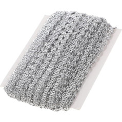 VILLCASE Flexible 0.6 cm Long Silver Gimp Trim Ribbon 10 m Rolls for Decorative Trims for Decorating Home Decoration and Events