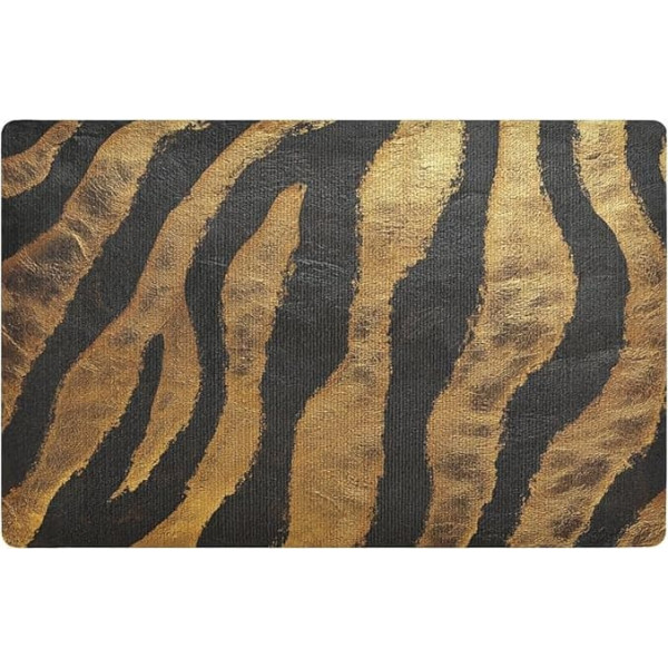 SyXIOP Dekorativer Badteppich, Motiv: goldene Tiger-Haut, für den Außenbereich, rutschfeste Gummi-Unterseite und waschbar, für alle Jahreszeiten, für jedes Wetter, 81,3 x 50,8 cm, Küchenmatte für