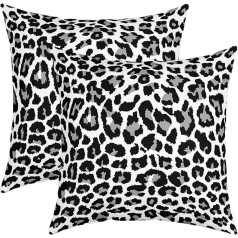 Loussiesd Leopard Print Cushion Covers Set of 2 Soft Black White Cheetah Pillow Cases Animal Print Decoration Pillow Cases Women Men Safari Pillow Cases 18x18 Inch