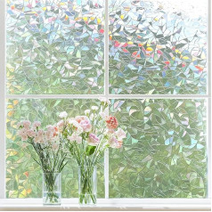 Linarun Window Film Opaque Self-Adhesive Privacy Film Window Colourful 3D Rainbow Film Window Static Adhesive without Adhesive Anti UV Sun Protection for Office Living Room 50 x 400 cm
