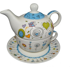G. Wurm Tea for One Porcelain Teapot with Cup and Saucer in Gift Box