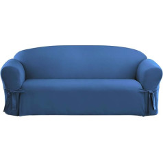 SureFit Cotton Duck Slipcover, Blue (Bluestone), Sofa