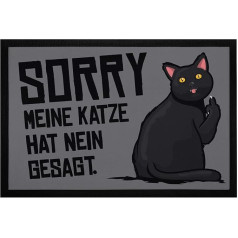 MoonWorks® Doormat Sorry My Cat Has No Said Funny Middle Finger Non-Slip & Washable Black 60 x 40 cm