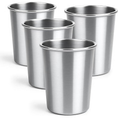 Cafezi Edelstahlbecher, stapelbare Metall-Trinkgläser, unzerbrechliche und bruchsichere Pint-Becher, BPA-frei, für Zuhause, Bar, Restaurant, Party, Reisen, Camping, Outdoor, 237 ml, 4 Stück