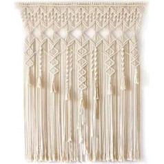 FIYSON Macrame Wall Hanging Tapestry, Handmade Macrame Curtain Door, Macrame Door Curtain, Boho Door Curtain, for Window Curtain, Door Curtains, Wedding Background (Style 1.100 x 200 cm)