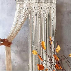 Guozyly Boho Macrame Curtains, Woven Tapestry Window Curtains, Wedding Curtain, Wall Hanging Tapestry, Woven Wall Decoration for Living Room, Bedroom, Wedding Party (A)