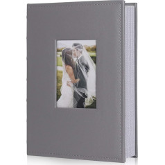 RECUTMS Photo Album 10 x 15 Pockets for 300 Photos Leather Frame Cover Black Pages Horizontal and Vertical Photos Travel Capacity with Large Capacity Baby Photo Album (Silver01)