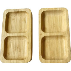 Set of 2 Natural Bamboo Small Serving Platters