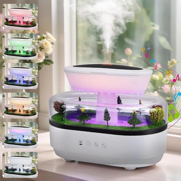 Rain Humidifier Diffuser, LED Raindrop Aromatherapy Machine, 250 ml Rain Cloud Humidifier, Aroma Diffuser for Micro Landscapes, White Noise Machine for Bedrooms, Children's Rooms