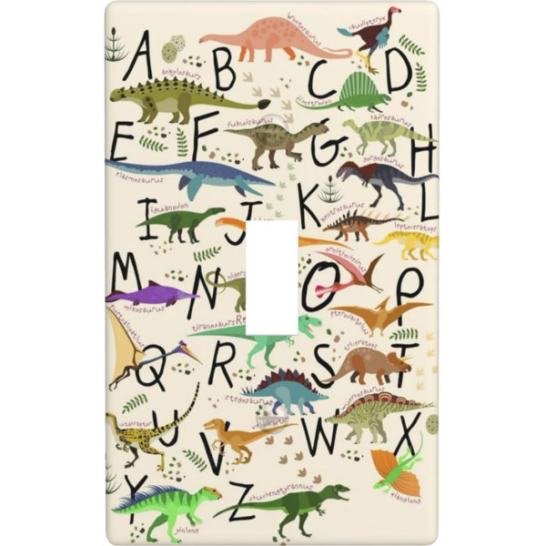 Stilvolle Lern-Alphabete mit Dinosaurier-Druck, Grafik-Dekor-Wandplatten, einzelne Kipp-Lichtschalter-Abdeckung, Wandplattenabdeckung