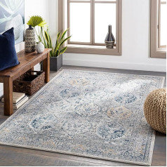 Surya Mayfair Vintage Large Rug - Oriental Rug Living Room 200 x 275 cm, Dining Room, Bedroom - Boho Rug, Short Pile Rug for Easy Care - Pattern Rug in Grey and Blue